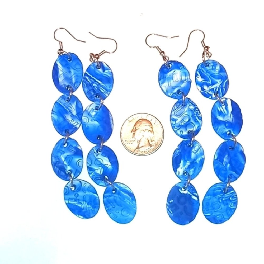 Clay earrings-Blue Aztec - Picture 3 of 3